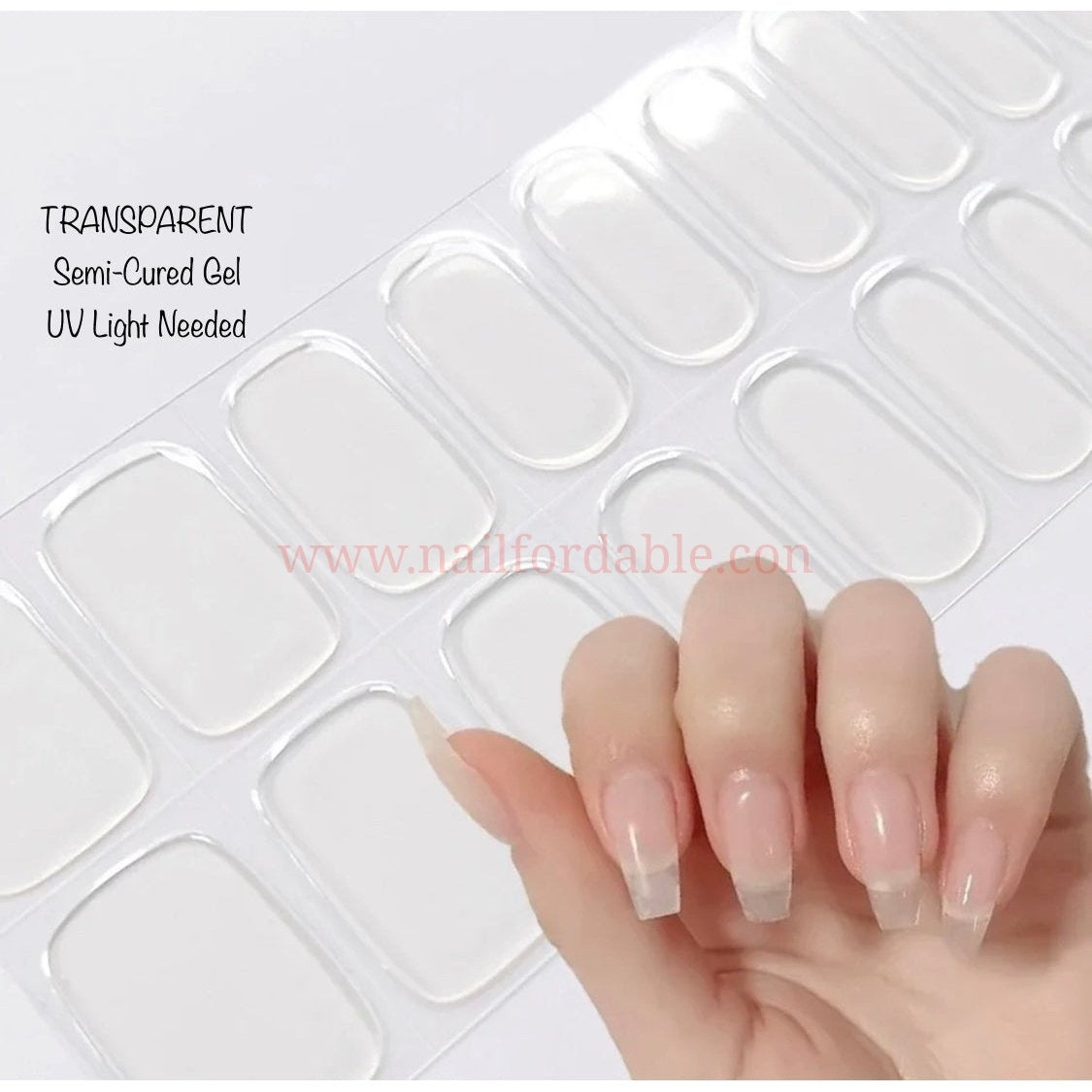 Transparent - Semi-Cured Gel Wraps UV | Nail Wraps | Nail Stickers | Nail Strips | Gel Nails | Nail Polish Wraps - Nailfordable