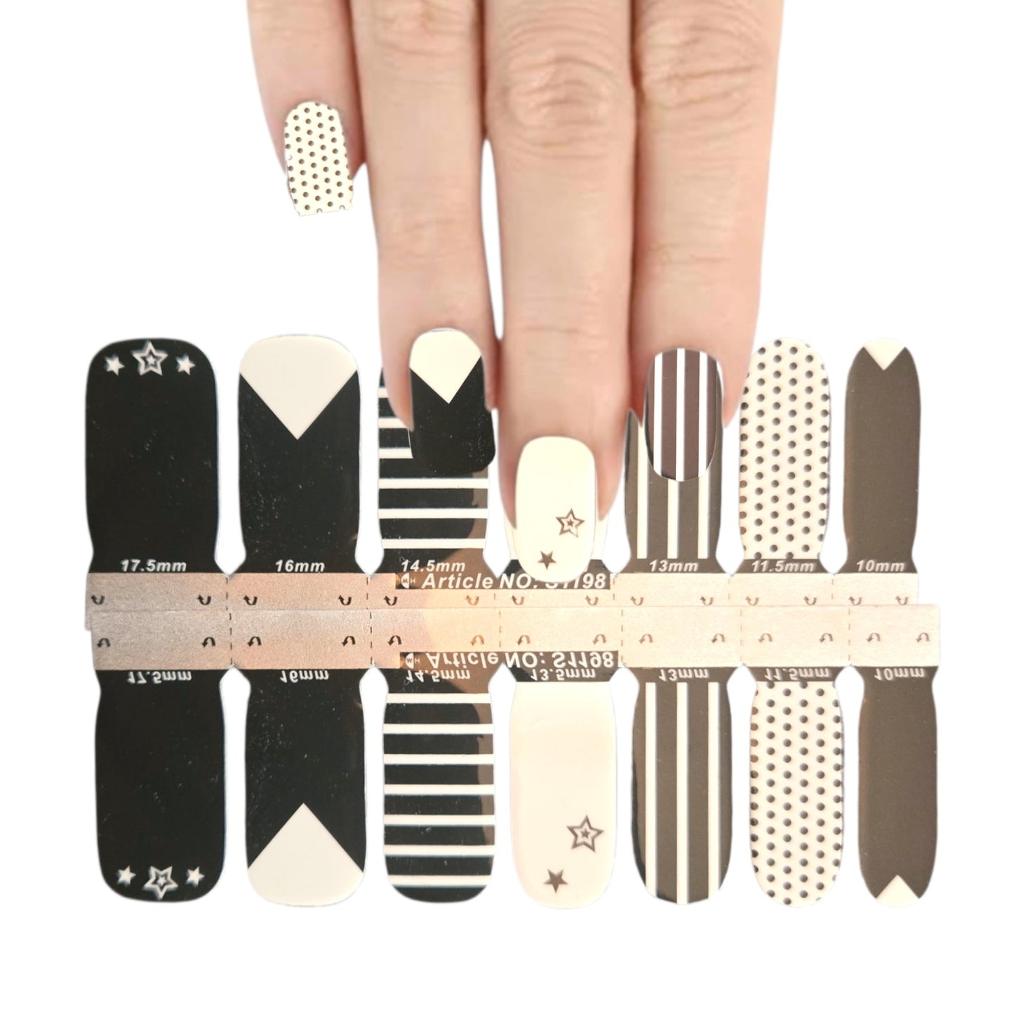 Stars, lines and dots | Nail Wraps | Nail Stickers | Nail Strips | Gel Nails | Nail Polish Wraps - Nailfordable