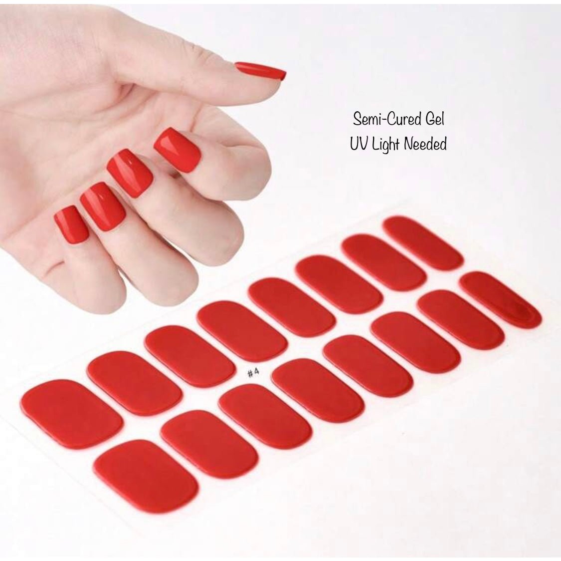 Red - Semi-Cured Gel Wraps UV | Nail Wraps | Nail Stickers | Nail Strips | Gel Nails | Nail Polish Wraps - Nailfordable