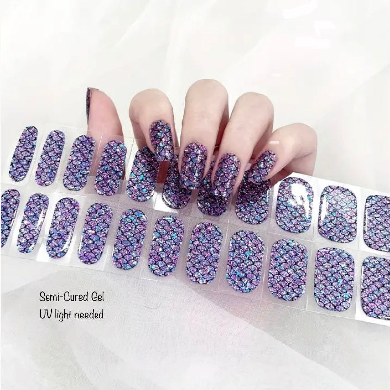 Mermaid Tale - Semi-Cured Gel Wraps UV | Nail Wraps | Nail Stickers | Nail Strips | Gel Nails | Nail Polish Wraps - Nailfordable