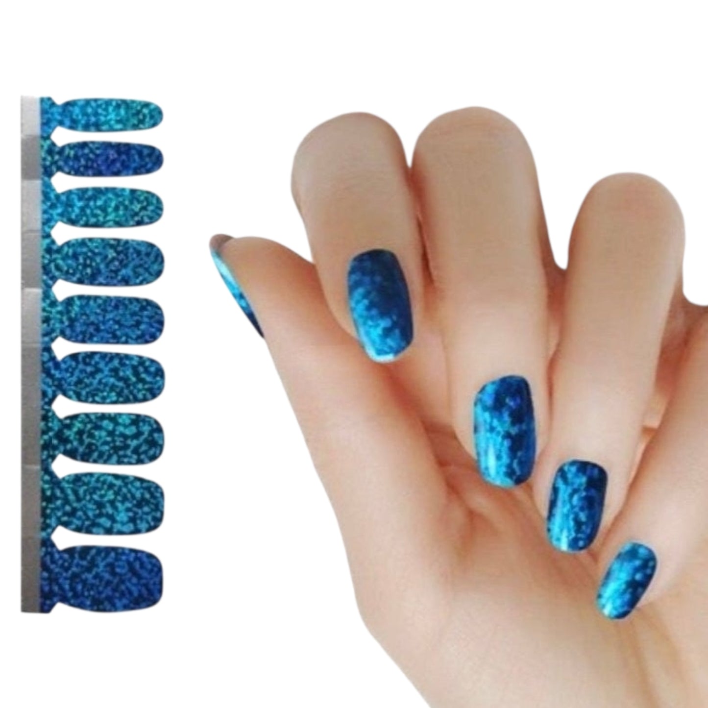 Blue sparkles Chrome | Nail Wraps | Nail Stickers | Nail Strips | Gel Nails | Nail Polish Wraps - Nailfordable
