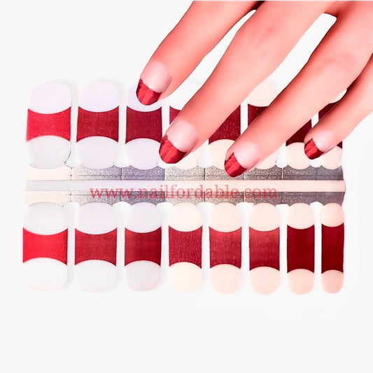 Red foil french tips | Nail Wraps | Nail Stickers | Nail Strips | Gel Nails | Nail Polish Wraps - Nailfordable