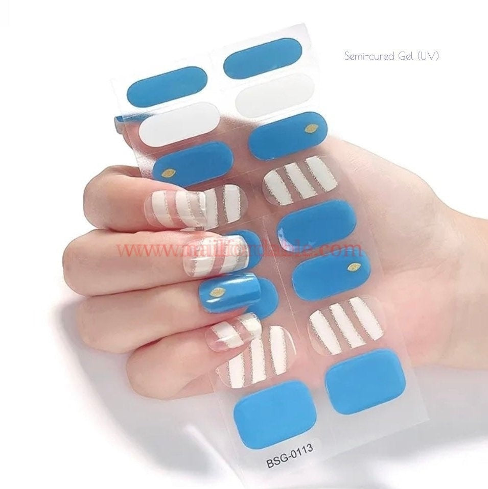 Blue Gradient - Semi-Cured Gel Wraps (UV), Nail Wraps