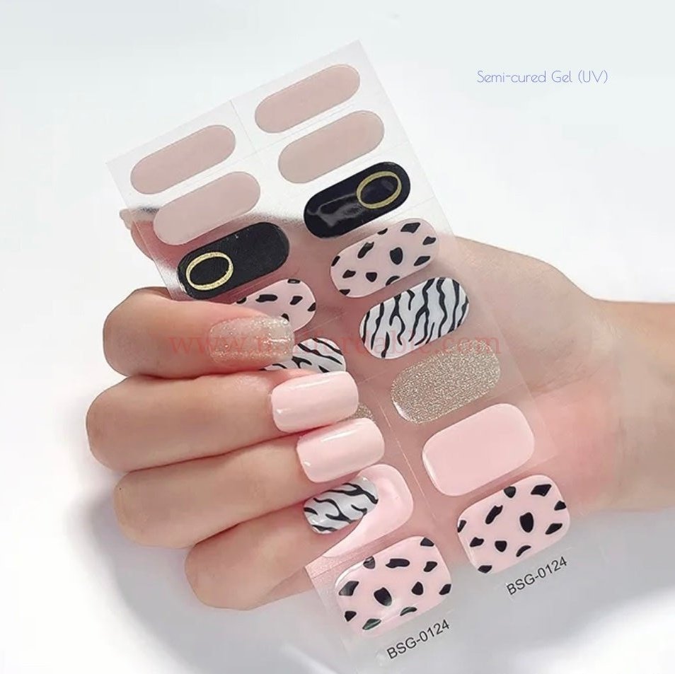 Zebra and Cow - Semi-Cured Gel Wraps UV | Nail Wraps | Nail Stickers | Nail Strips | Gel Nails | Nail Polish Wraps - Nailfordable