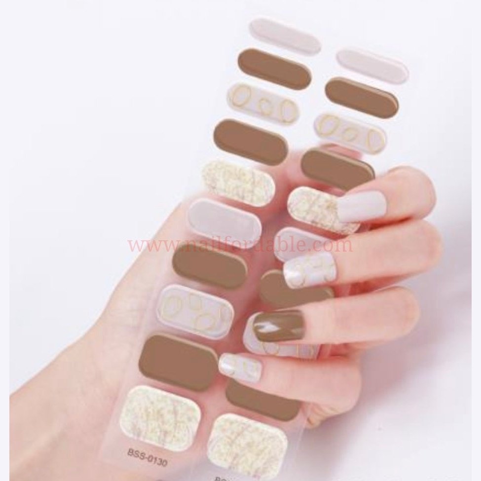 Brown and Marbles | Nail Wraps | Nail Stickers | Nail Strips | Gel Nails | Nail Polish Wraps - Nailfordable