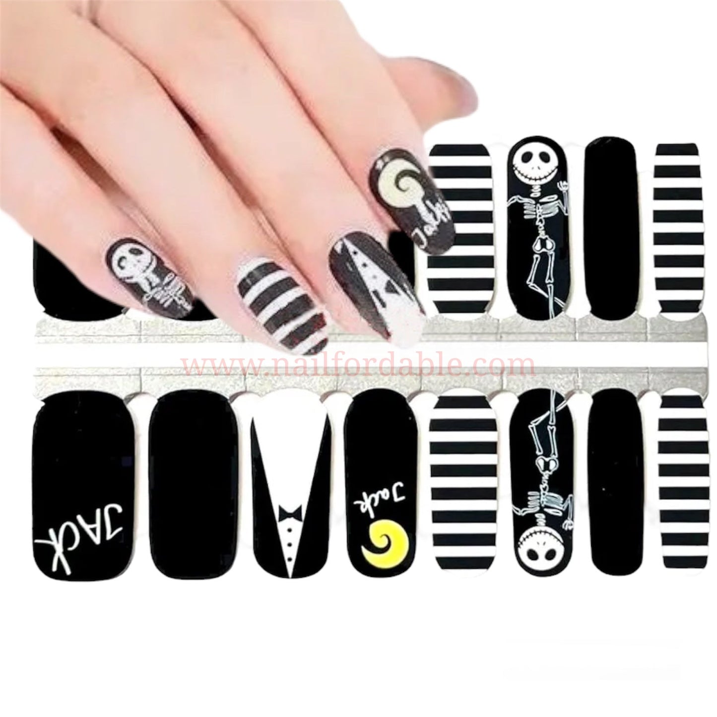 Jack skellington | Nail Wraps | Nail Stickers | Nail Strips | Gel Nails | Nail Polish Wraps - Nailfordable