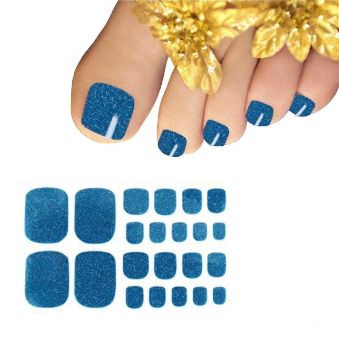 Maya Blue glitter | Nail Wraps | Nail Stickers | Nail Strips | Gel Nails | Nail Polish Wraps - Nailfordable