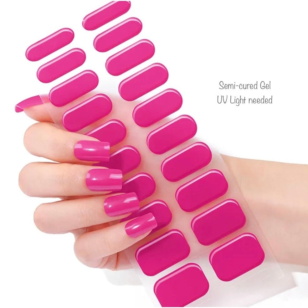 Fuchsia- Semi-Cured Gel Wraps UV | Nail Wraps | Nail Stickers | Nail Strips | Gel Nails | Nail Polish Wraps - Nailfordable