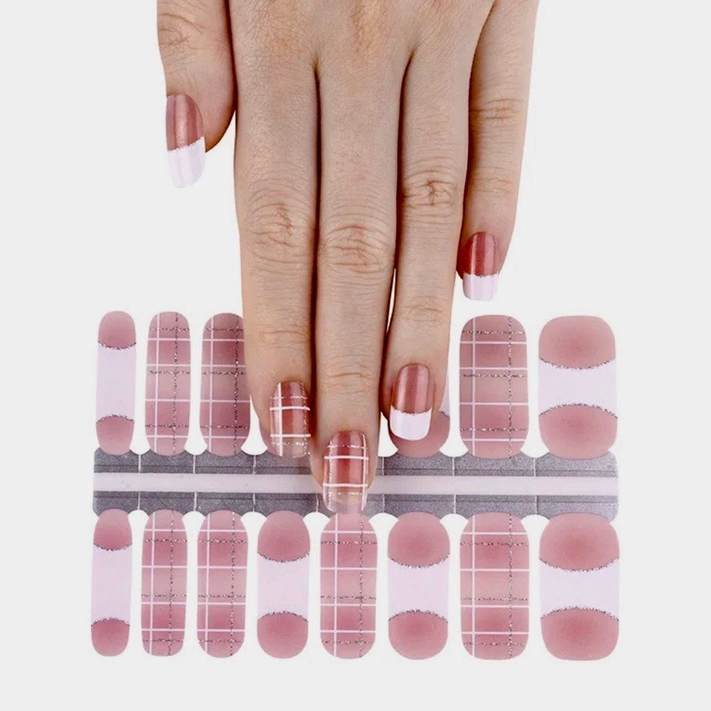Plaid and french | Nail Wraps | Nail Stickers | Nail Strips | Gel Nails | Nail Polish Wraps - Nailfordable