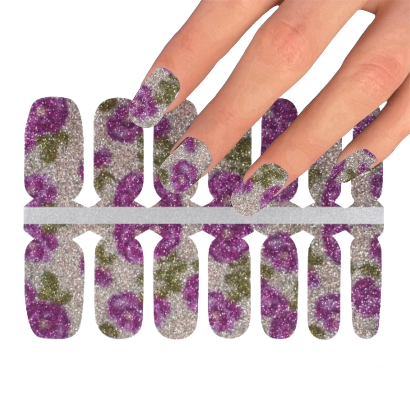 Glitter Roses | Nail Wraps | Nail Stickers | Nail Strips | Gel Nails | Nail Polish Wraps - Nailfordable