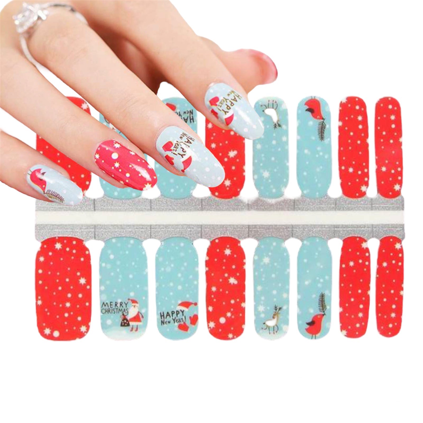 Merry Christmas and Happy New Year | Nail Wraps | Nail Stickers | Nail Strips | Gel Nails | Nail Polish Wraps - Nailfordable
