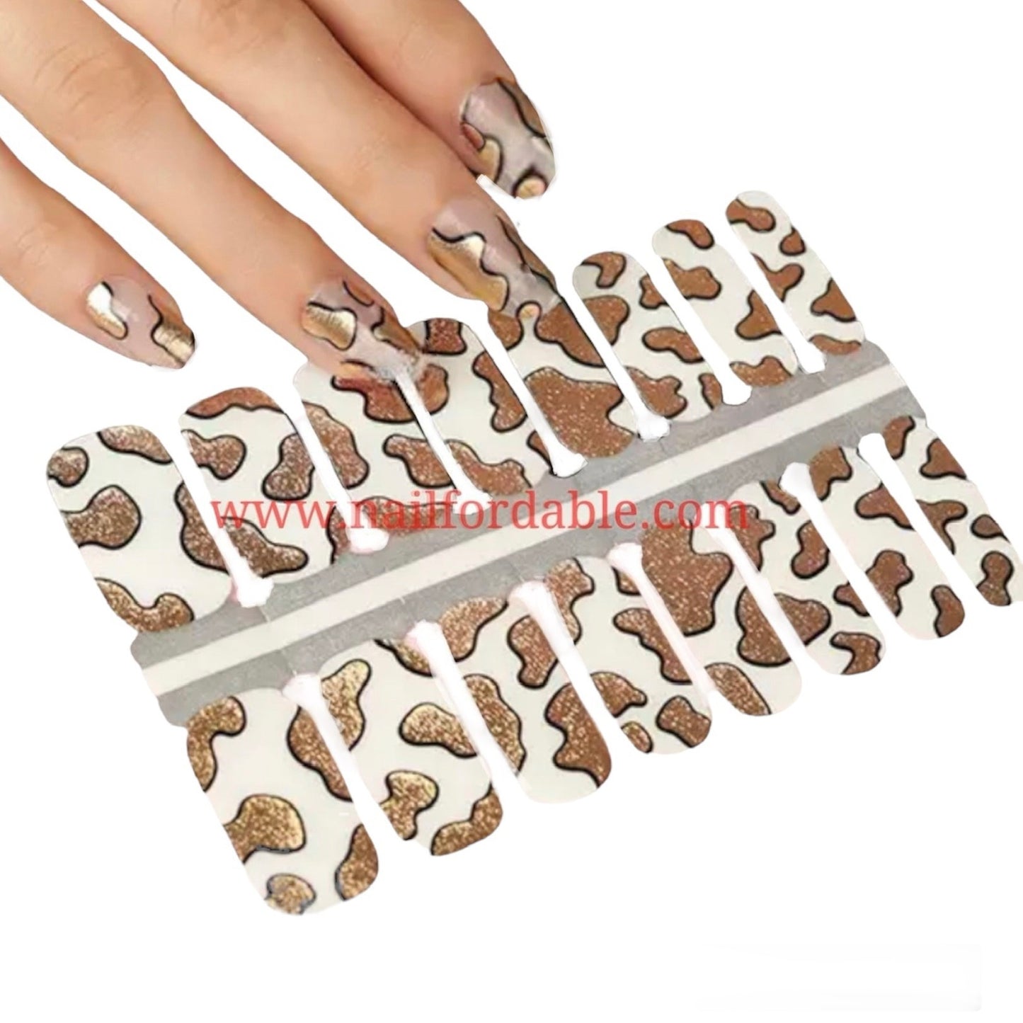 Gold Cow print overlay | Nail Wraps | Nail Stickers | Nail Strips | Gel Nails | Nail Polish Wraps - Nailfordable