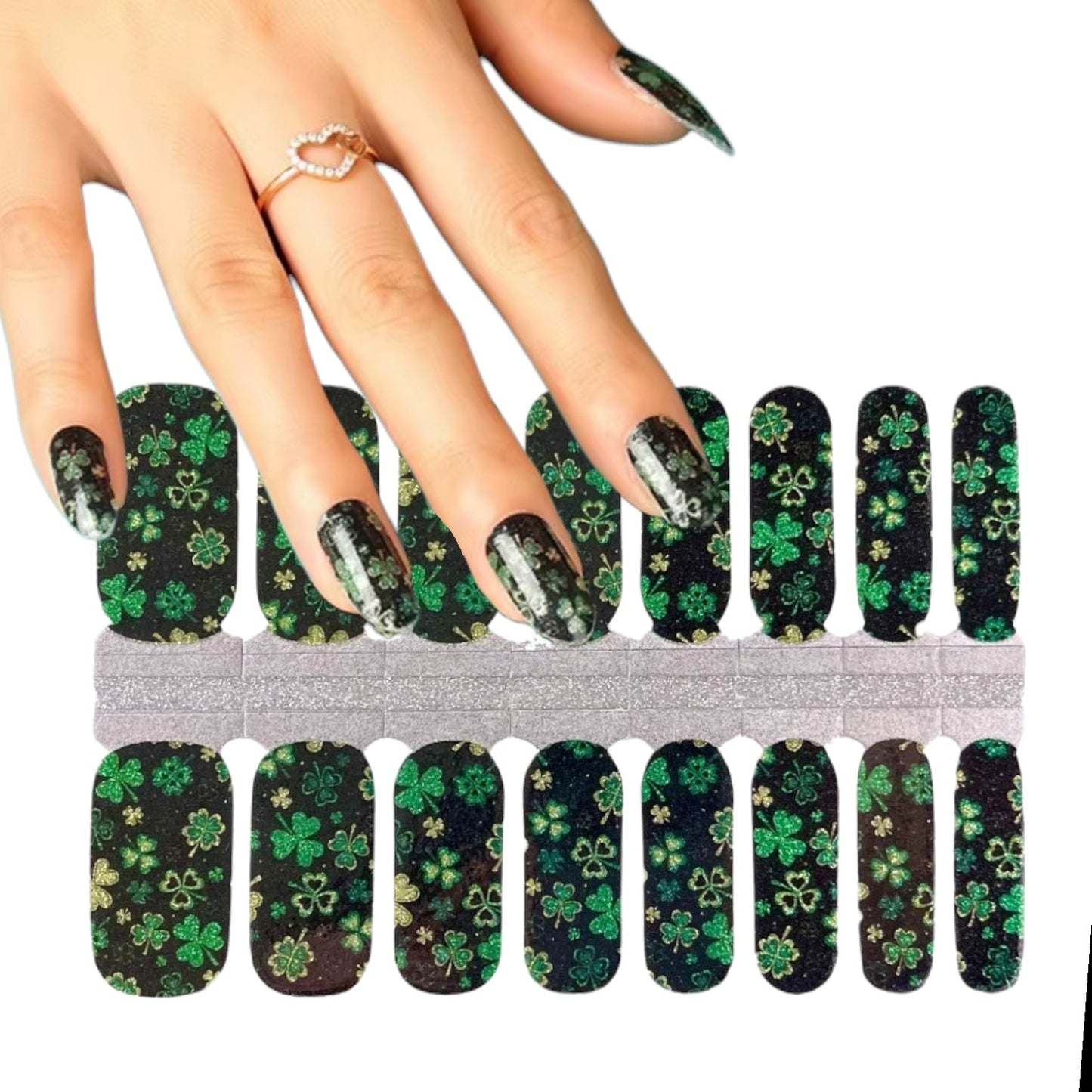 Glitter Shamrocks | Nail Wraps | Nail Stickers | Nail Strips | Gel Nails | Nail Polish Wraps - Nailfordable