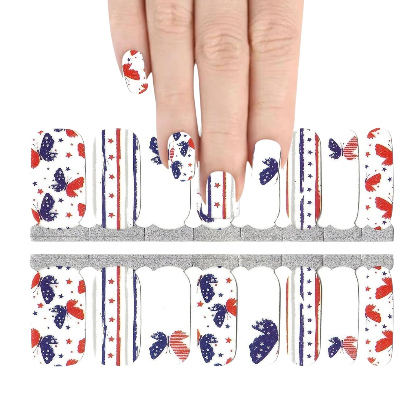 Patriotic butterflies | Nail Wraps | Nail Stickers | Nail Strips | Gel Nails | Nail Polish Wraps - Nailfordable