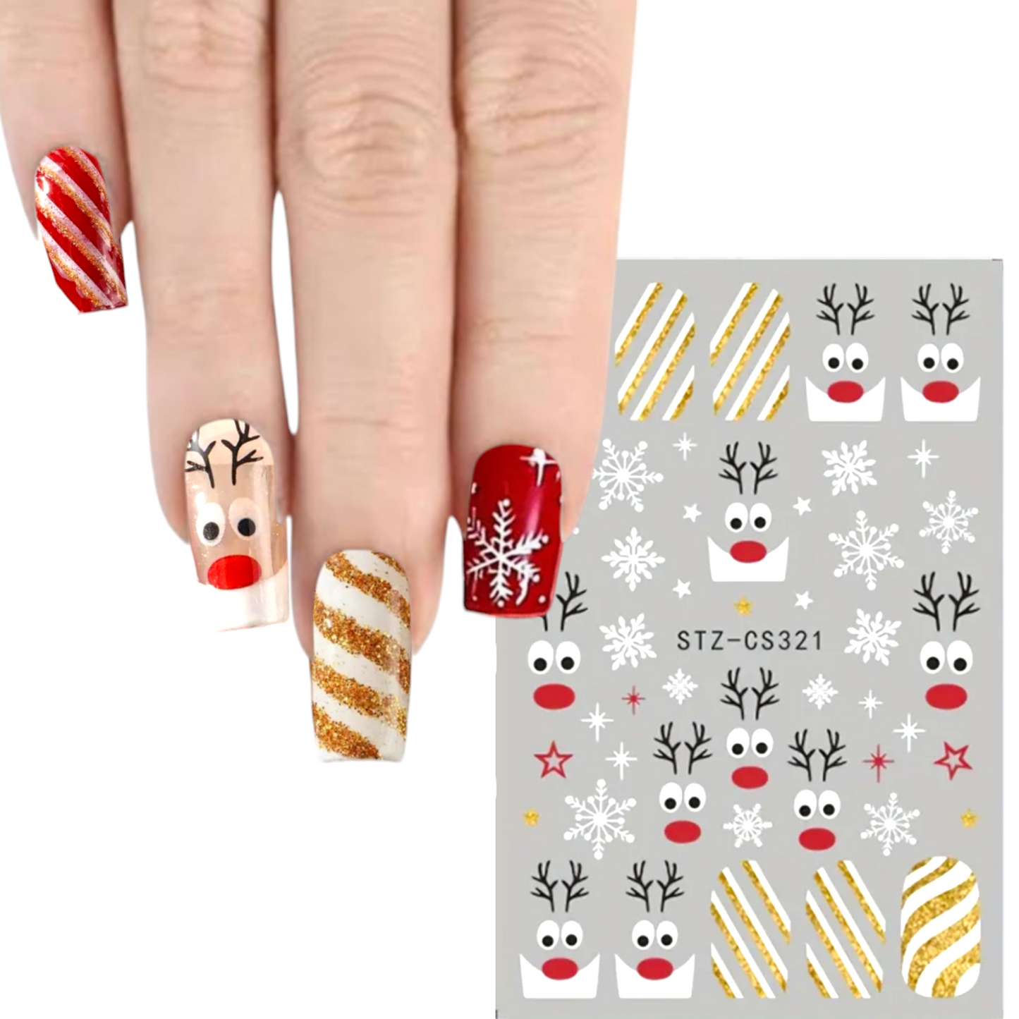 Reindeers decals | Nail Wraps | Nail Stickers | Nail Strips | Gel Nails | Nail Polish Wraps - Nailfordable