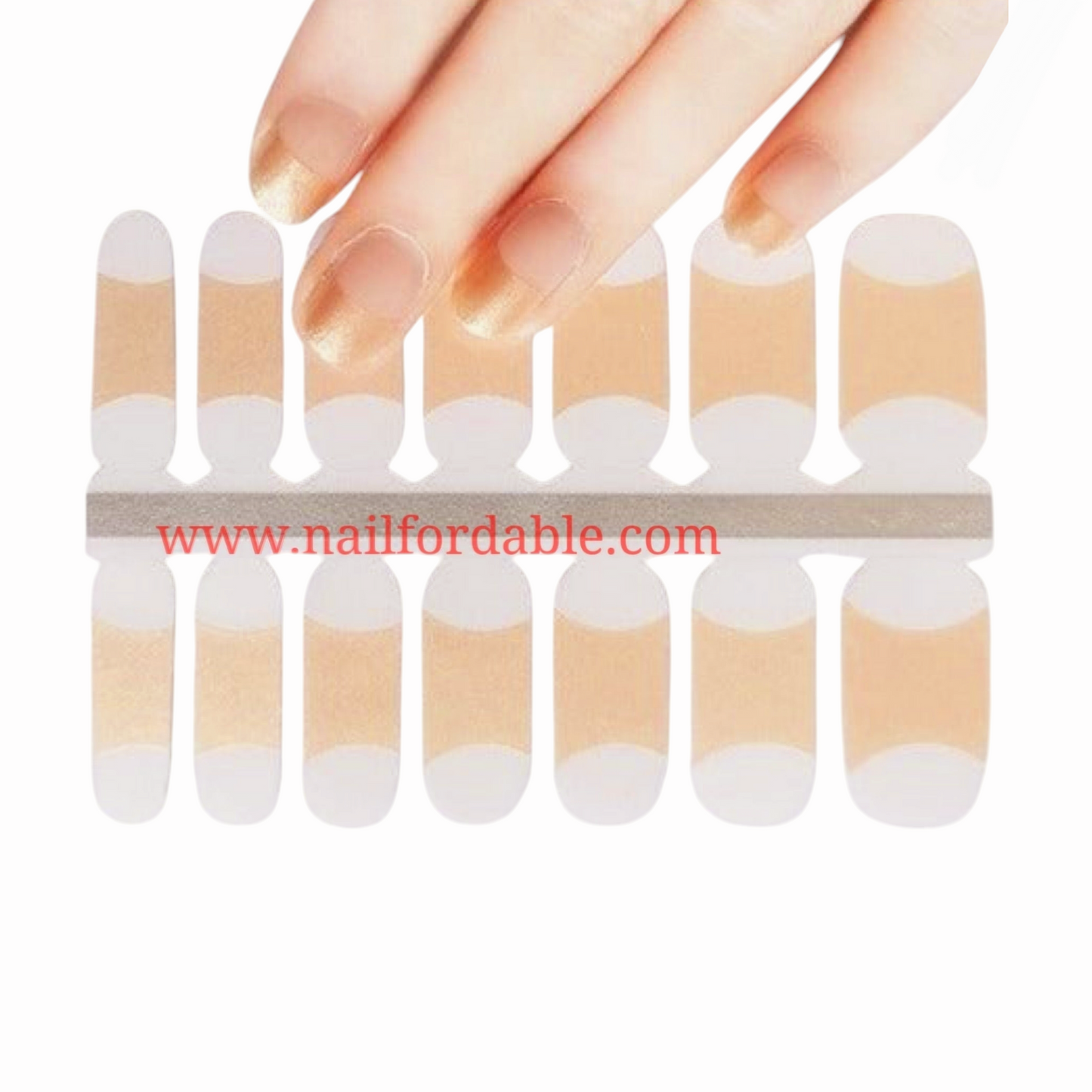 Gold French tips | Nail Wraps | Nail Stickers | Nail Strips | Gel Nails | Nail Polish Wraps - Nailfordable