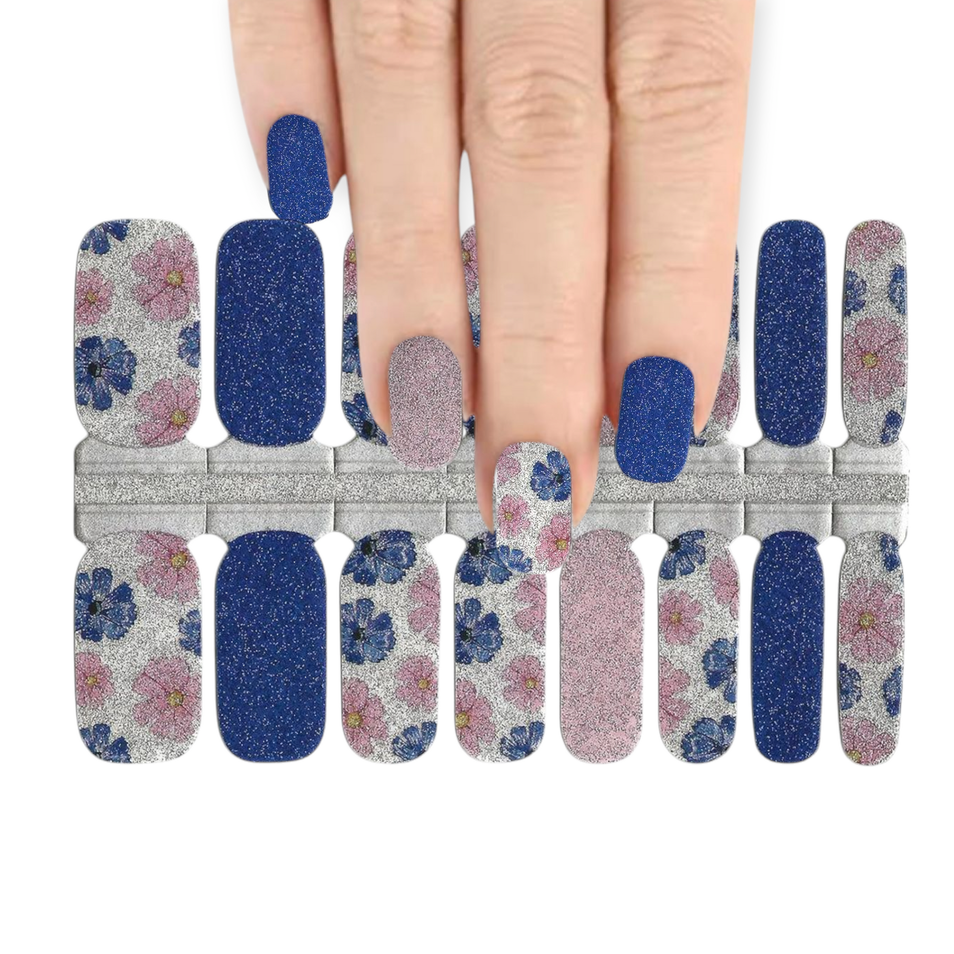 Flowers glitter | Nail Wraps | Nail Stickers | Nail Strips | Gel Nails | Nail Polish Wraps - Nailfordable