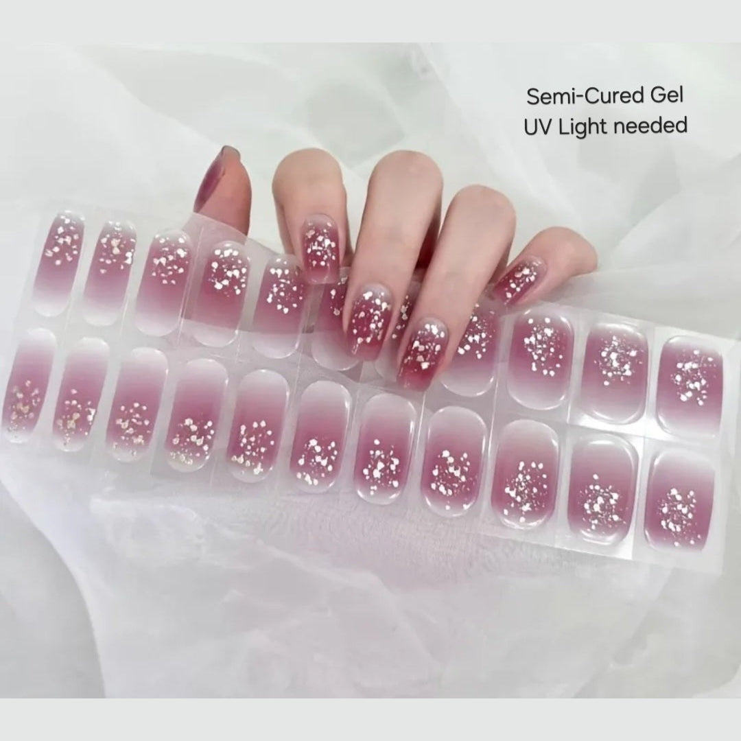 Sparkling snow - Semi-Cured Gel Wraps UV | Nail Wraps | Nail Stickers | Nail Strips | Gel Nails | Nail Polish Wraps - Nailfordable