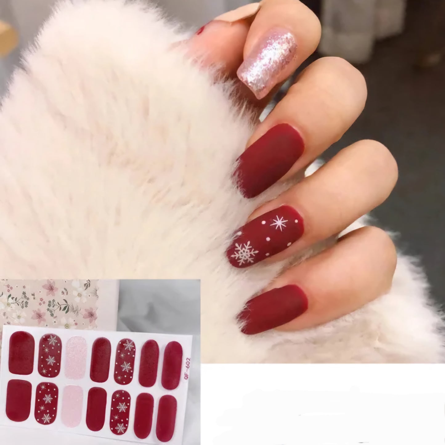 Snowflake accents | Nail Wraps | Nail Stickers | Nail Strips | Gel Nails | Nail Polish Wraps - Nailfordable