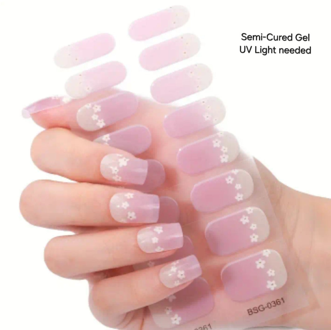 White garden - Semi-Cured Gel Wraps UV | Nail Wraps | Nail Stickers | Nail Strips | Gel Nails | Nail Polish Wraps - Nailfordable