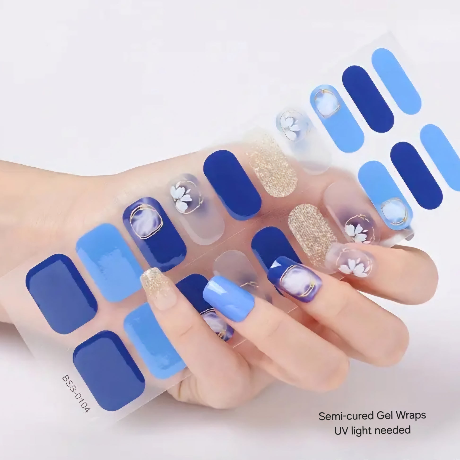 Floating flower - Semi-Cured Gel Wraps UV | Nail Wraps | Nail Stickers | Nail Strips | Gel Nails | Nail Polish Wraps - Nailfordable