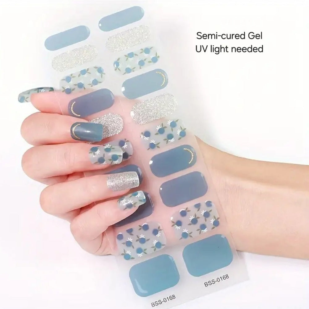 Copy Blueberries- Semi-Cured Gel Wraps UV | Nail Wraps | Nail Stickers | Nail Strips | Gel Nails | Nail Polish Wraps - Nailfordable
