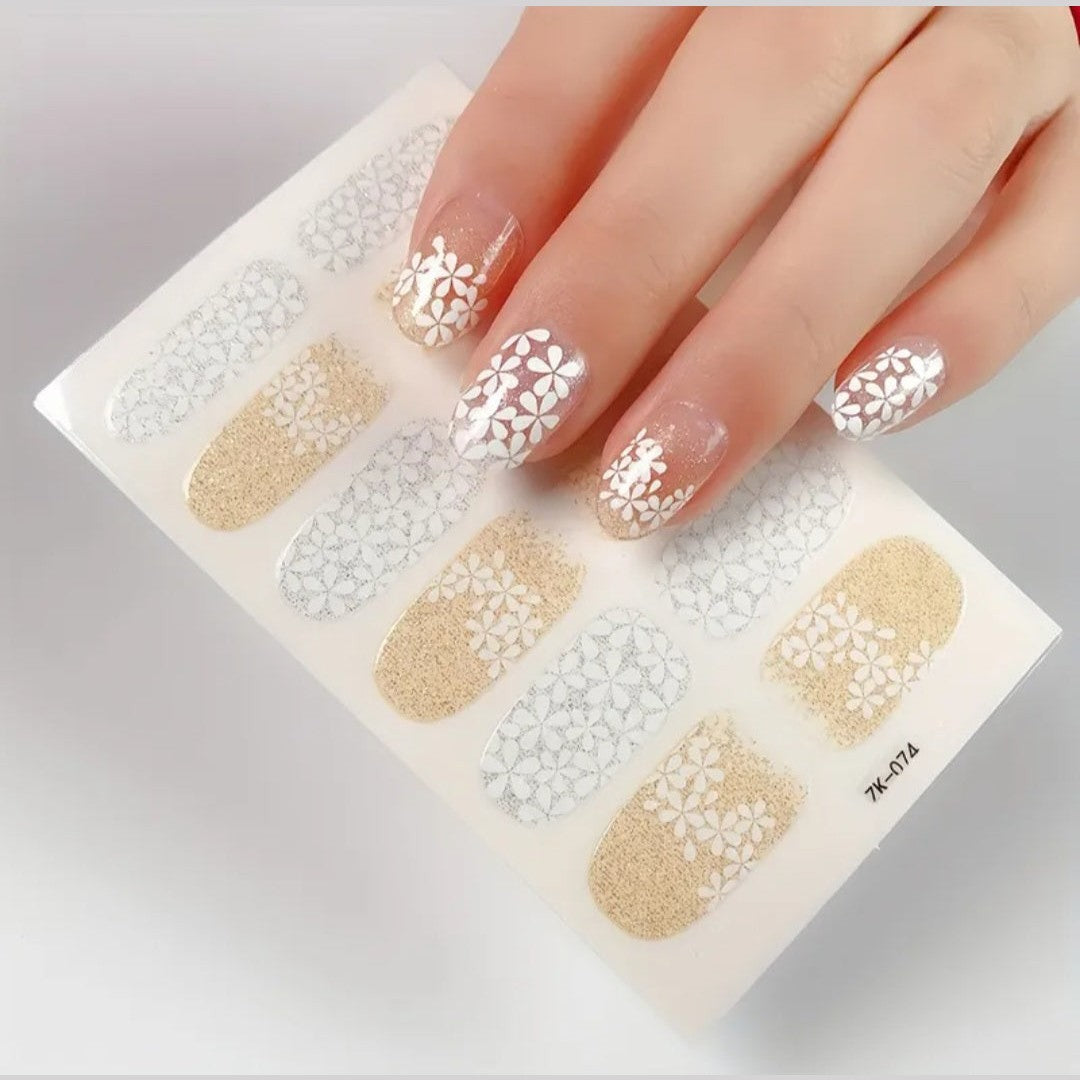 White Flowers | Nail Wraps | Nail Stickers | Nail Strips | Gel Nails | Nail Polish Wraps - Nailfordable