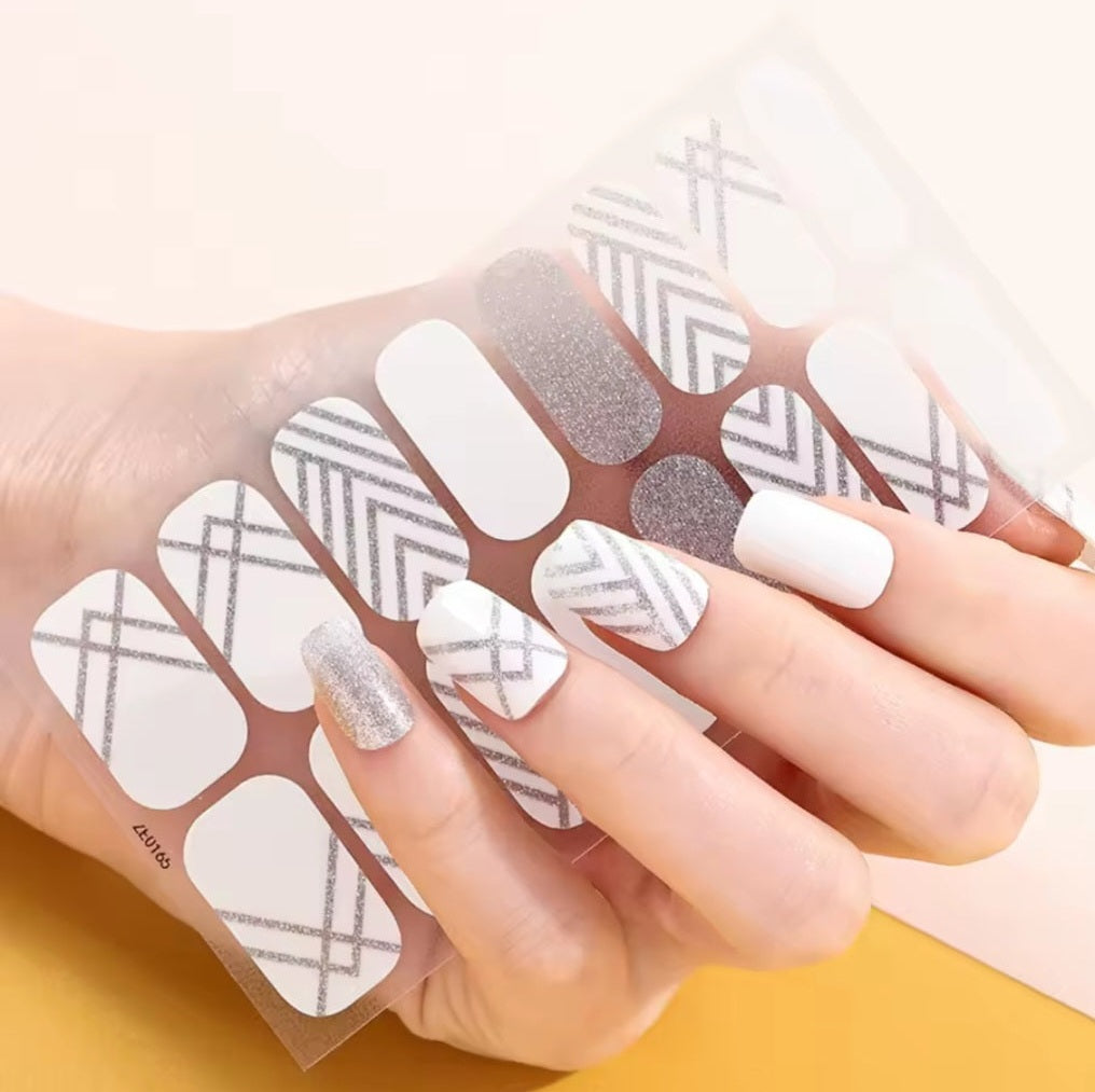 White Chevron | Nail Wraps | Nail Stickers | Nail Strips | Gel Nails | Nail Polish Wraps - Nailfordable