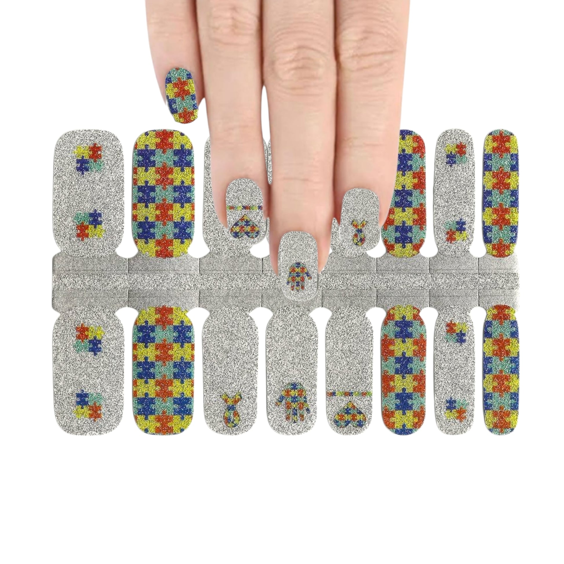 Autism awareness glitter | Nail Wraps | Nail Stickers | Nail Strips | Gel Nails | Nail Polish Wraps - Nailfordable