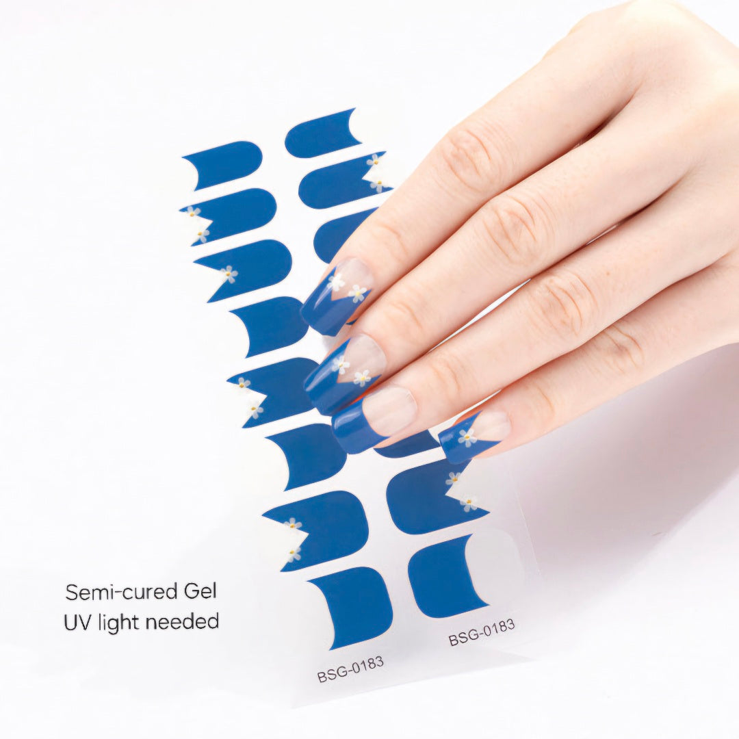 Blue Spring tips- Semi-Cured Gel Wraps UV | Nail Wraps | Nail Stickers | Nail Strips | Gel Nails | Nail Polish Wraps - Nailfordable