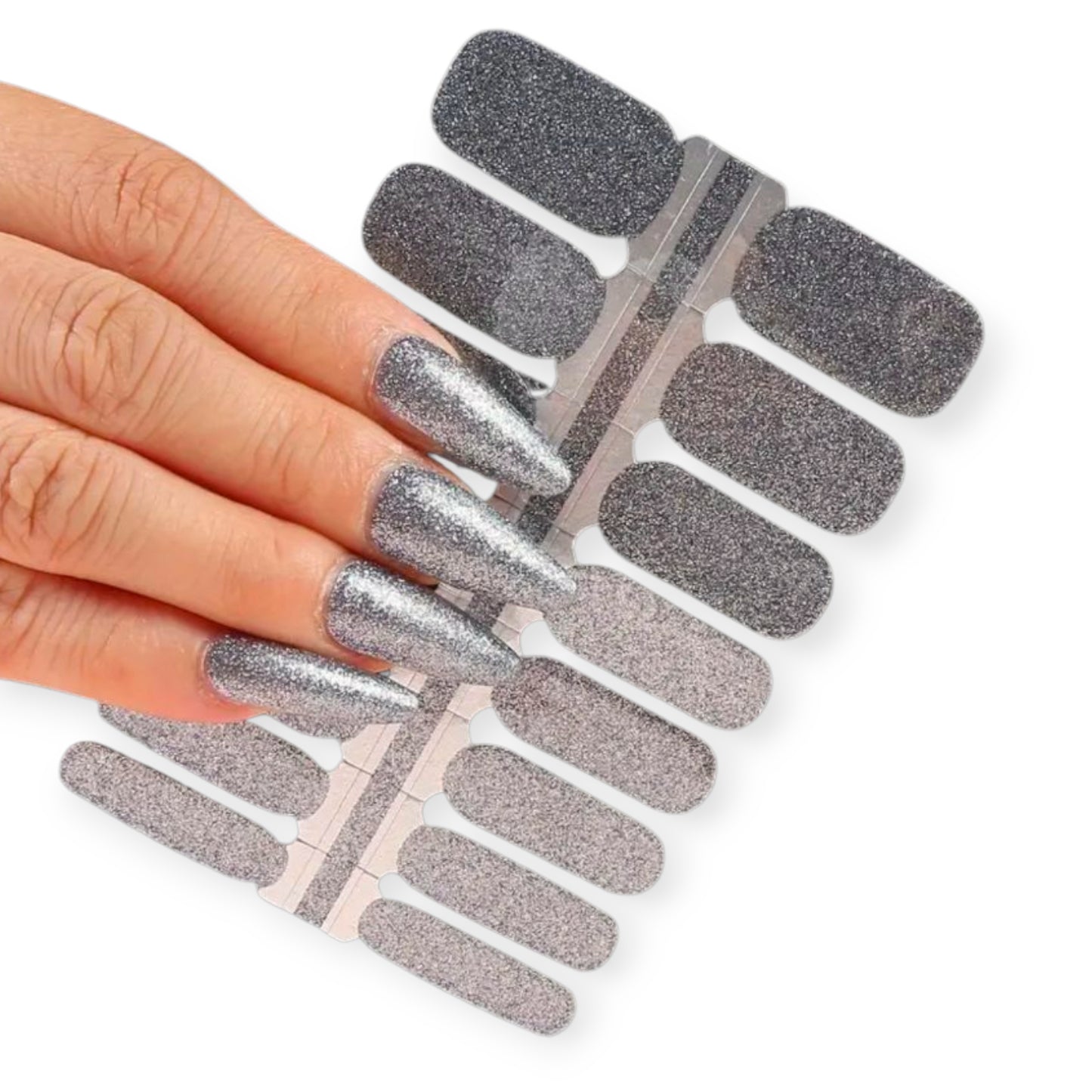 Dark Gray Glitter | Nail Wraps | Nail Stickers | Nail Strips | Gel Nails | Nail Polish Wraps - Nailfordable