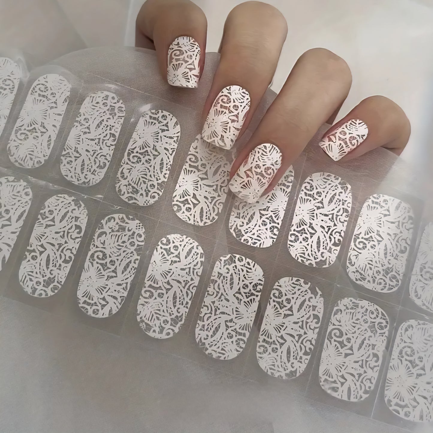 Wedding overlay - Cured Gel Wraps Air Dry/Non UV | Nail Wraps | Nail Stickers | Nail Strips | Gel Nails | Nail Polish Wraps - Nailfordable