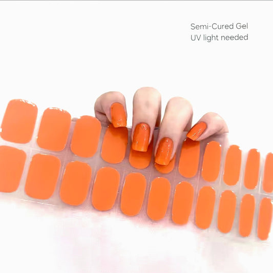 Orange - Semi-Cured Gel Wraps UV | Nail Wraps | Nail Stickers | Nail Strips | Gel Nails | Nail Polish Wraps - Nailfordable
