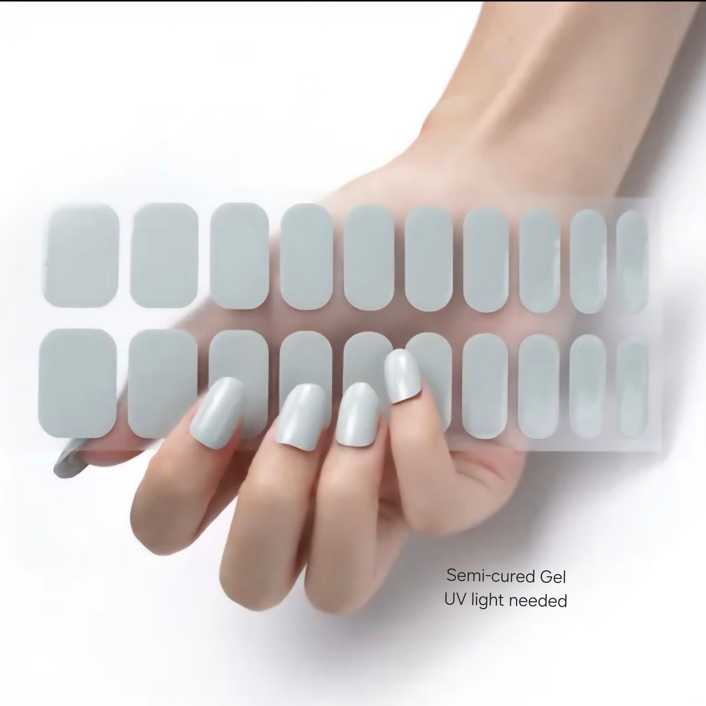 Light Gray - Semi-Cured Gel Wraps UV | Nail Wraps | Nail Stickers | Nail Strips | Gel Nails | Nail Polish Wraps - Nailfordable