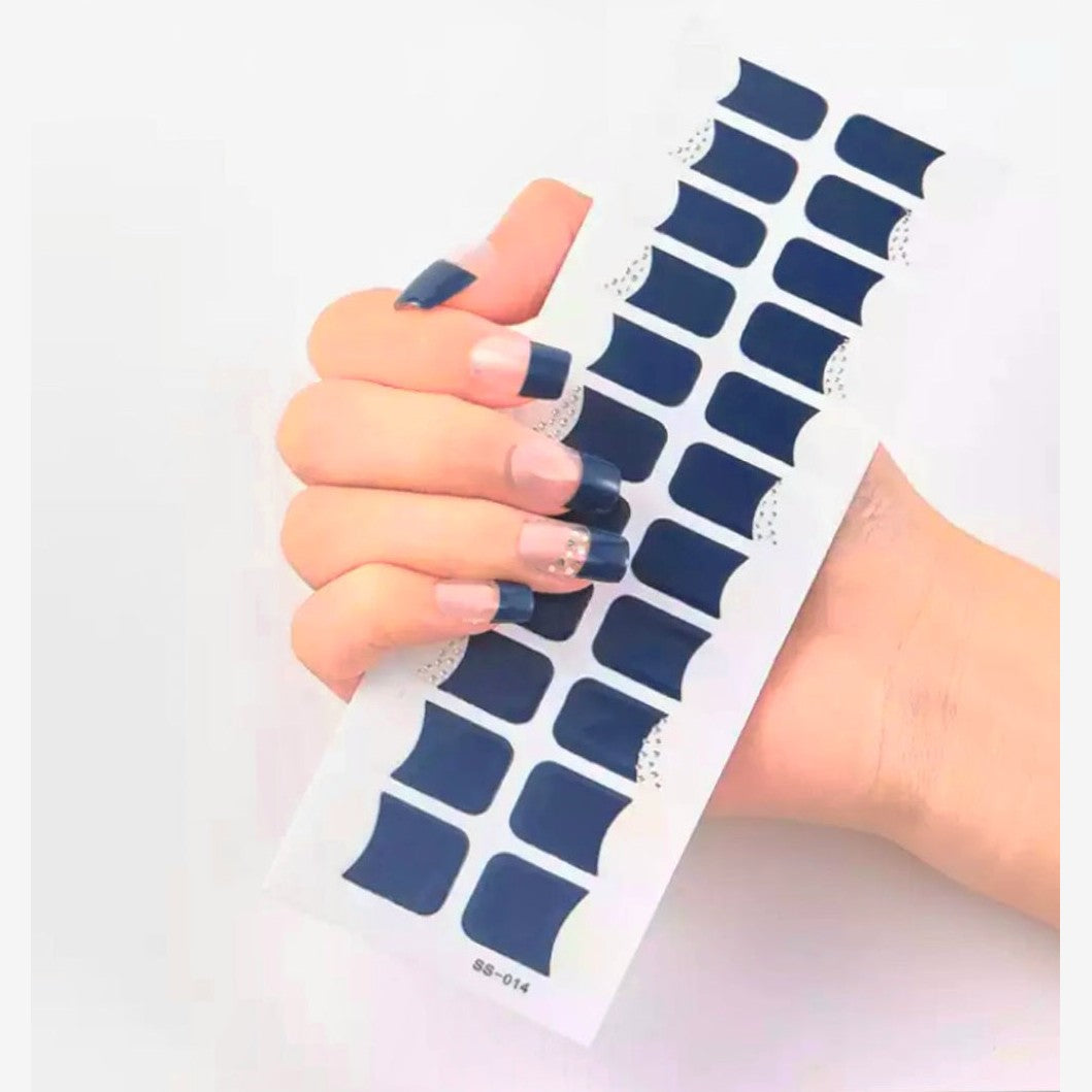 Dark Blue French tips | Nail Wraps | Nail Stickers | Nail Strips | Gel Nails | Nail Polish Wraps - Nailfordable