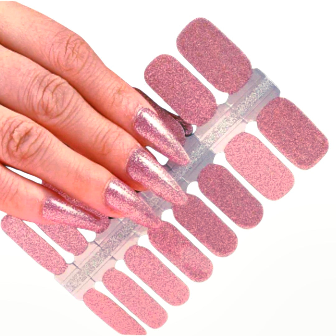 Pink Glitter | Nail Wraps | Nail Stickers | Nail Strips | Gel Nails | Nail Polish Wraps - Nailfordable
