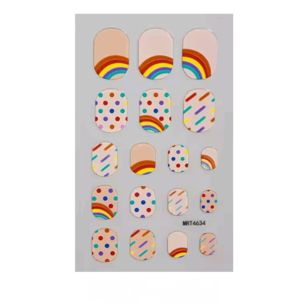 Rainbow and dots | Nail Wraps | Nail Stickers | Nail Strips | Gel Nails | Nail Polish Wraps - Nailfordable