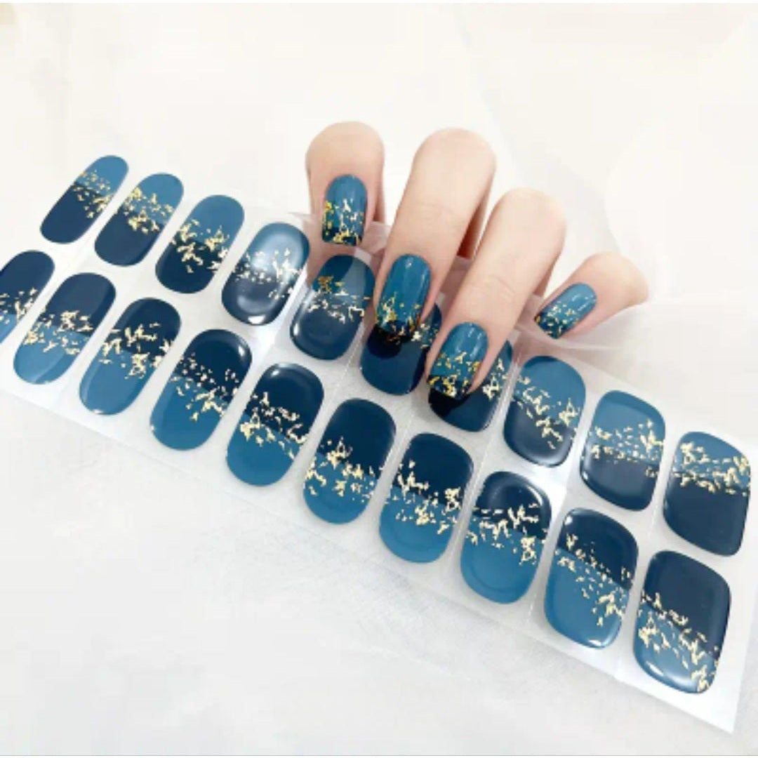 Atlantic Ocean - Cured Gel Wraps Air Dry/Non UV | Nail Wraps | Nail Stickers | Nail Strips | Gel Nails | Nail Polish Wraps - Nailfordable