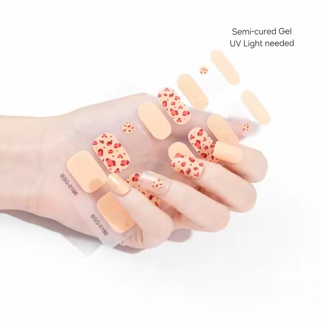 Cheetah Skin - Semi-Cured Gel Wraps UV | Nail Wraps | Nail Stickers | Nail Strips | Gel Nails | Nail Polish Wraps - Nailfordable