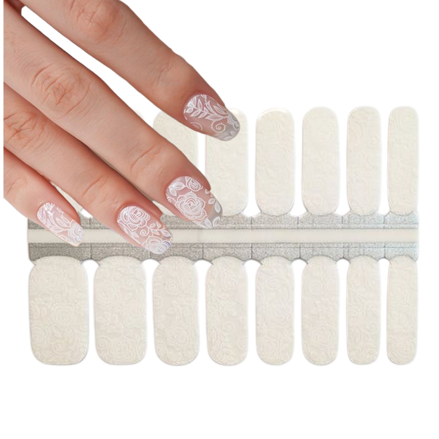White Roses overlay | Nail Wraps | Nail Stickers | Nail Strips | Gel Nails | Nail Polish Wraps - Nailfordable