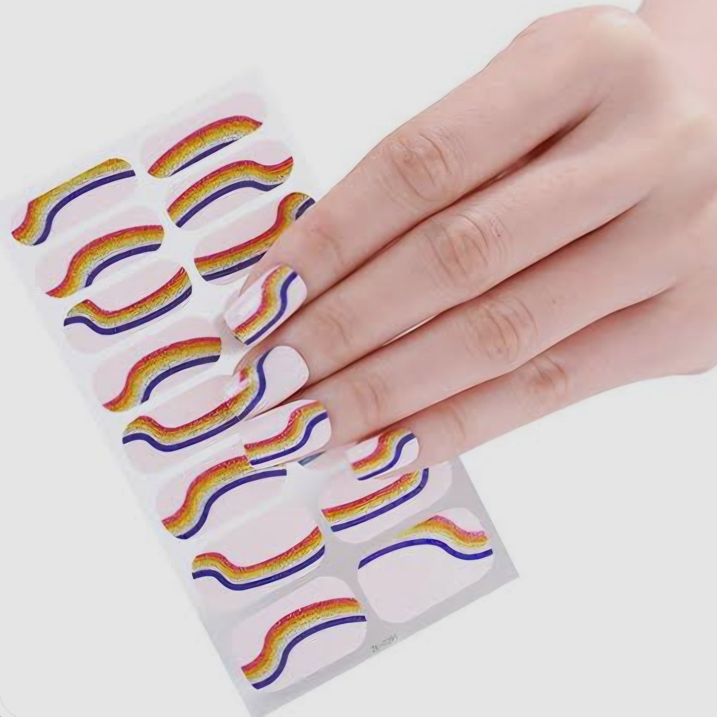 Wavy Rainbow | Nail Wraps | Nail Stickers | Nail Strips | Gel Nails | Nail Polish Wraps - Nailfordable