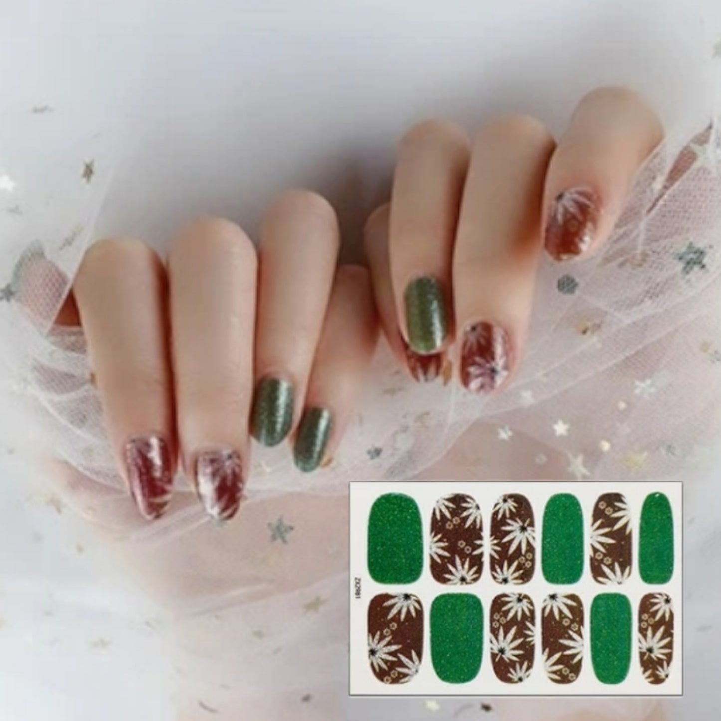 White Cannabis | Nail Wraps | Nail Stickers | Nail Strips | Gel Nails | Nail Polish Wraps - Nailfordable