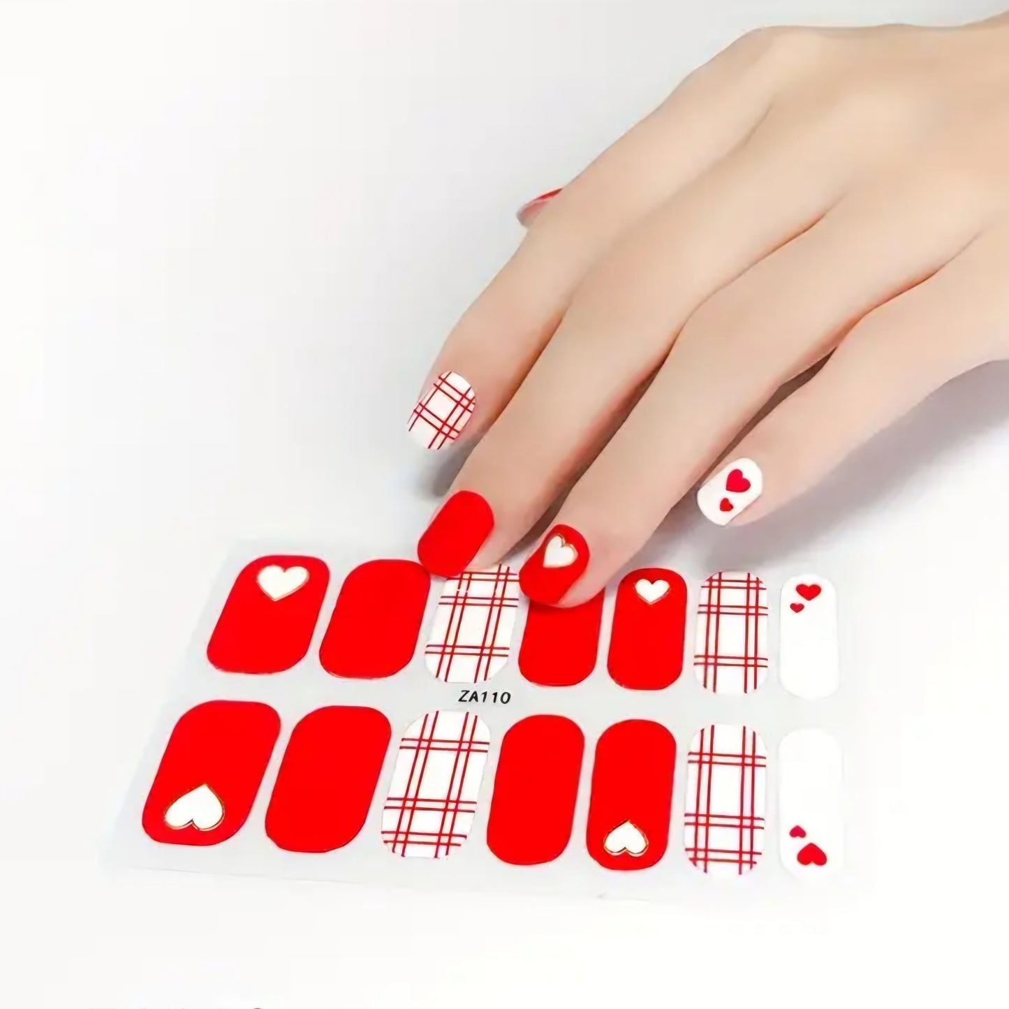 White heart | Nail Wraps | Nail Stickers | Nail Strips | Gel Nails | Nail Polish Wraps - Nailfordable