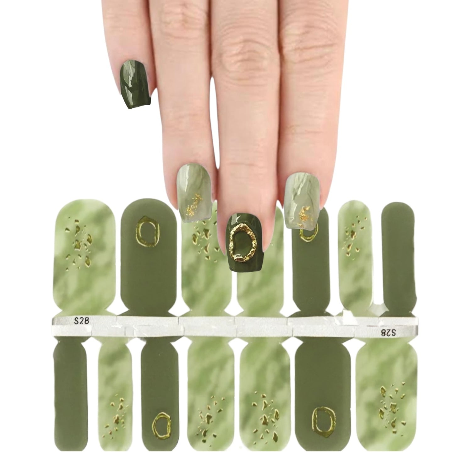 Green Marble Crystal Wraps | Nail Wraps | Nail Stickers | Nail Strips | Gel Nails | Nail Polish Wraps - Nailfordable