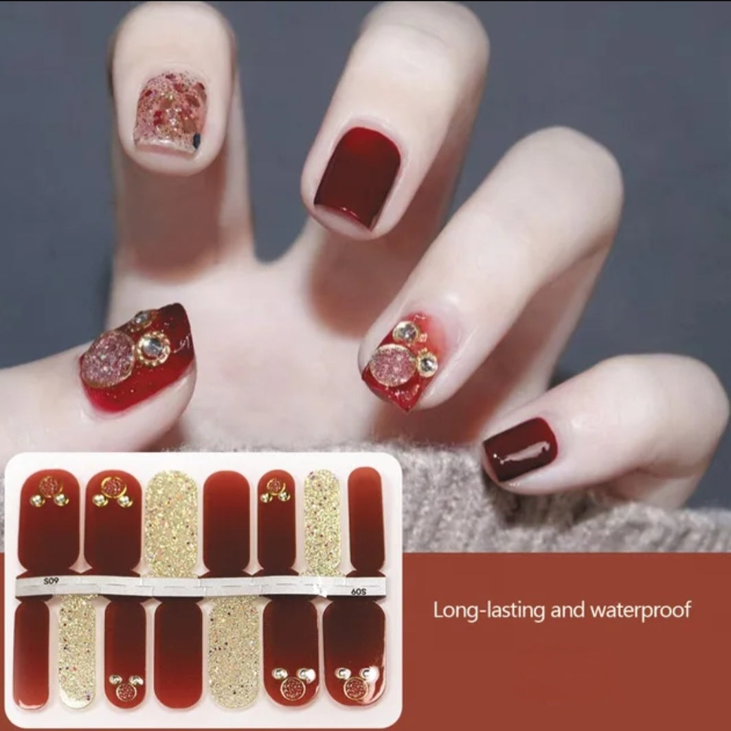 Gold Mickey Crystal Wraps | Nail Wraps | Nail Stickers | Nail Strips | Gel Nails | Nail Polish Wraps - Nailfordable