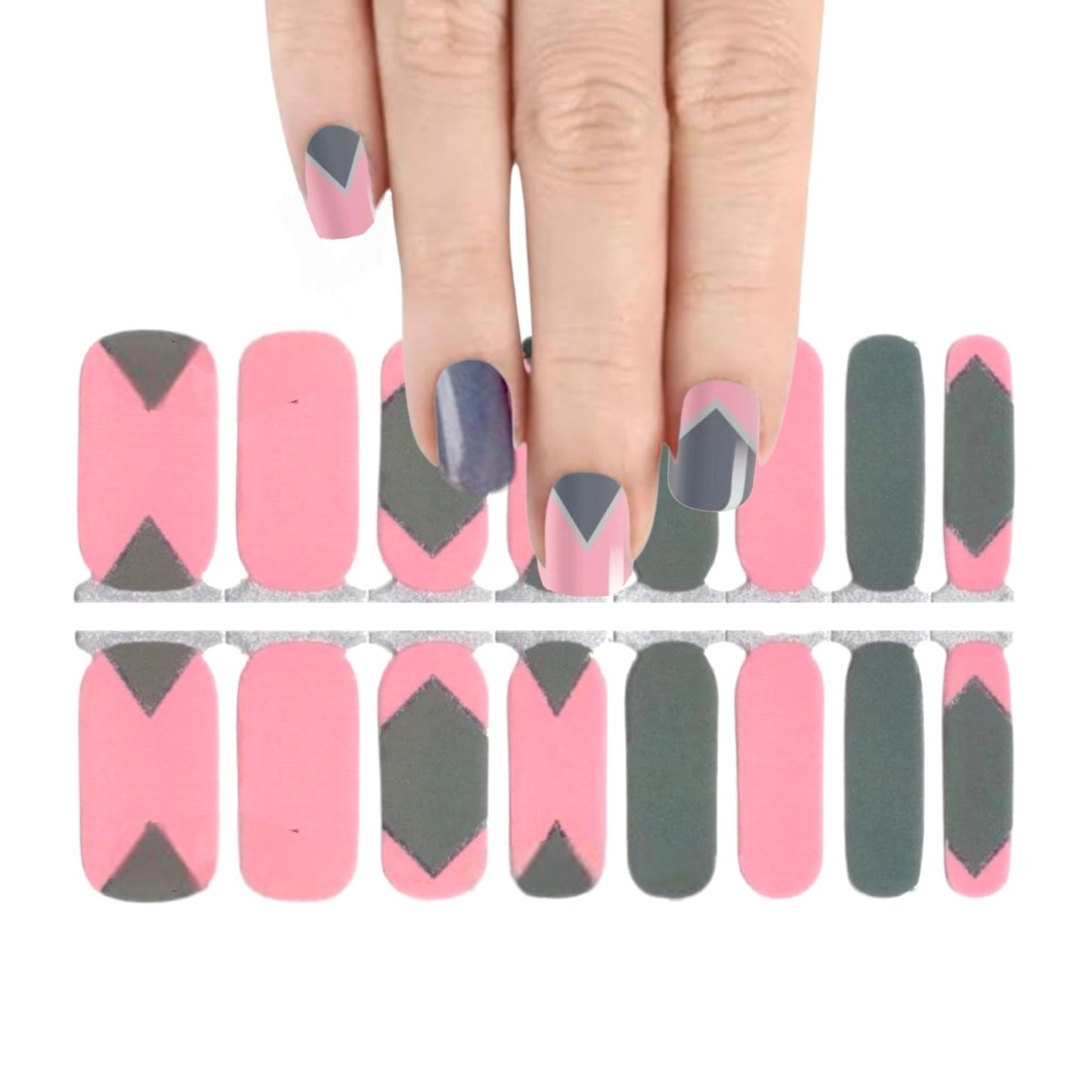 Dark Gray Pyramid | Nail Wraps | Nail Stickers | Nail Strips | Gel Nails | Nail Polish Wraps - Nailfordable
