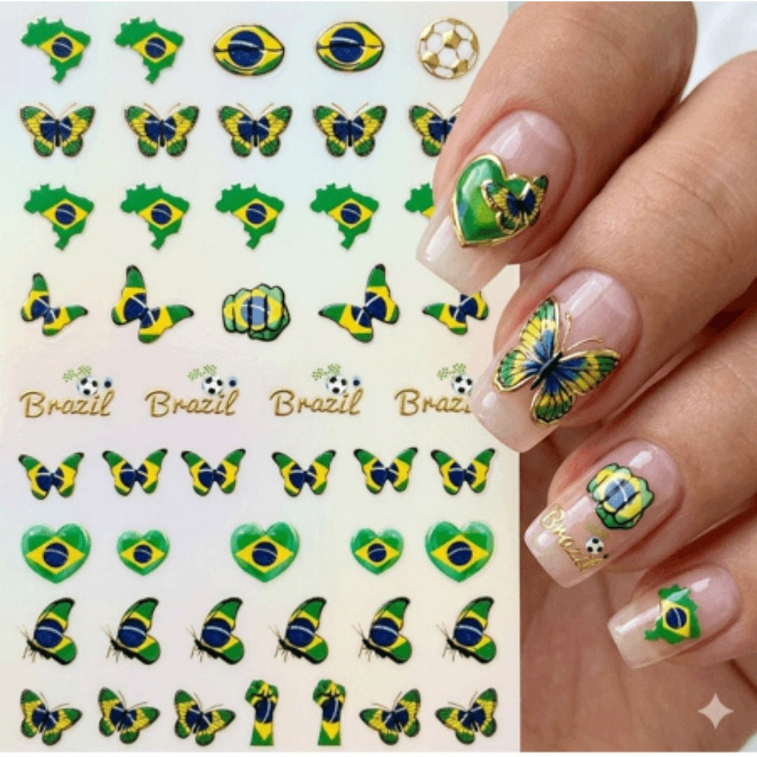 Brazil- Nail Stickers | Nail Wraps | Nail Stickers | Nail Strips | Gel Nails | Nail Polish Wraps - Nailfordable