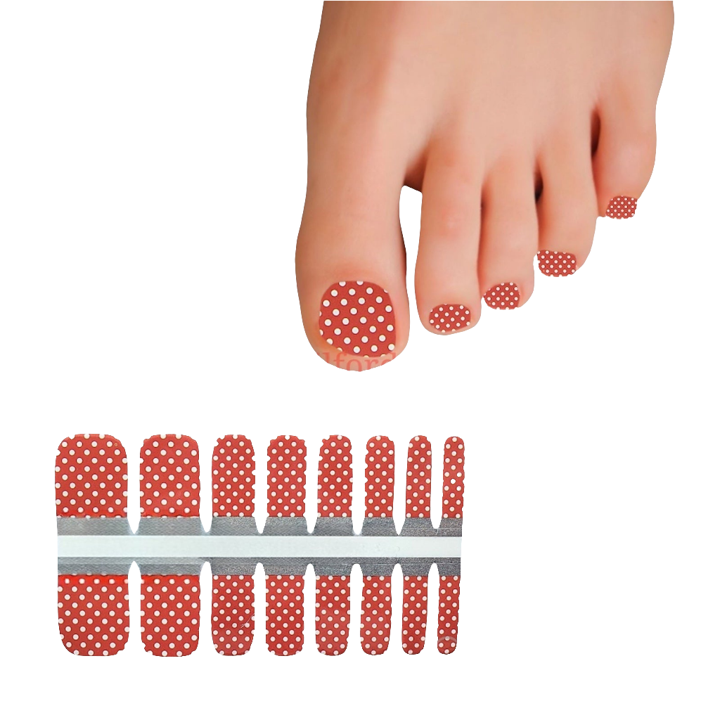 Dots on red | Nail Wraps | Nail Stickers | Nail Strips | Gel Nails | Nail Polish Wraps - Nailfordable