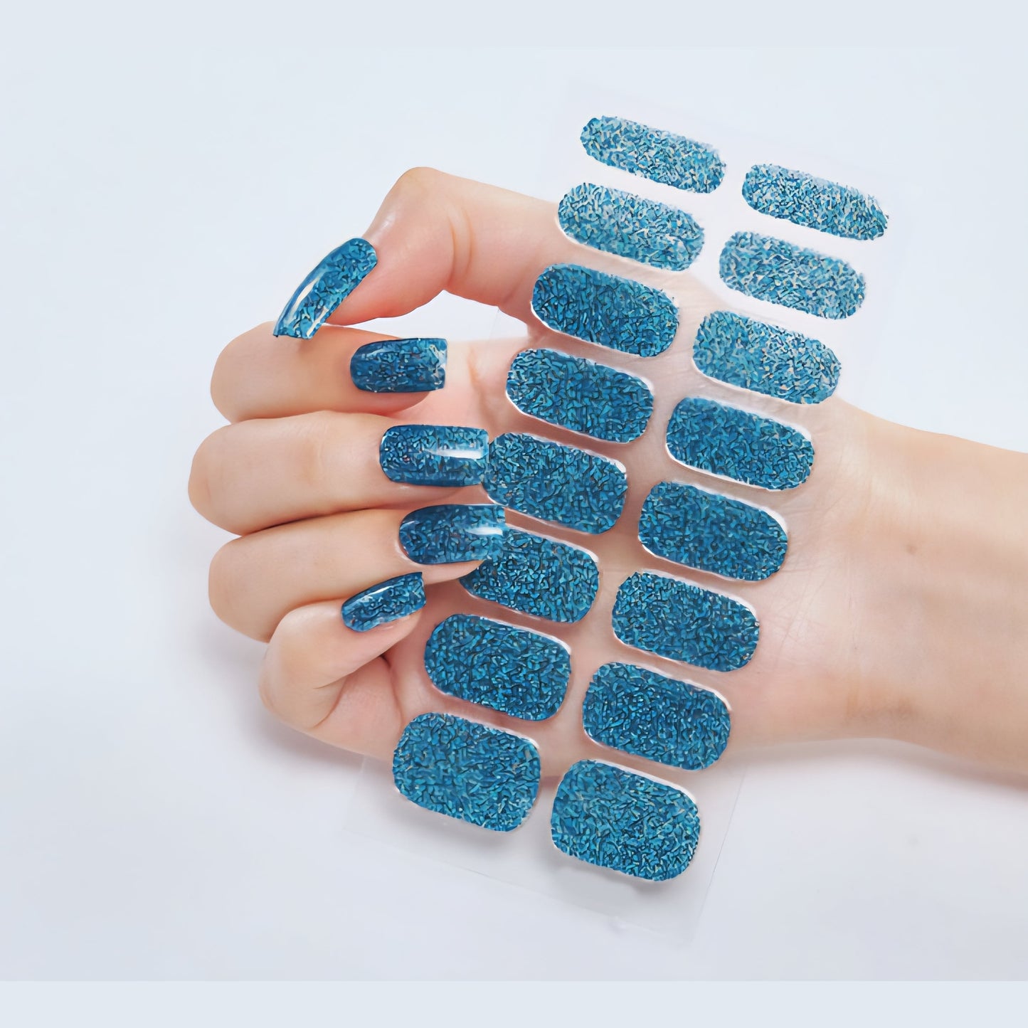 Blue glitter | Nail Wraps | Nail Stickers | Nail Strips | Gel Nails | Nail Polish Wraps - Nailfordable