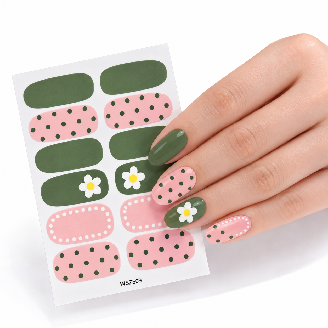 Dots and flower | Nail Wraps | Nail Stickers | Nail Strips | Gel Nails | Nail Polish Wraps - Nailfordable